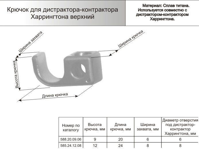 Крючок для дистрактора-контрактора Харрингтона нижний