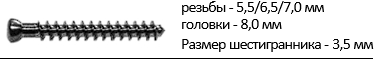 винт спонгиозный 5,5/6,5/7,0 мм, полнорезьбовой