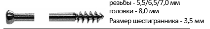 винт спонгиозный   5,5/6,5/7,0 мм, резьба 16 мм