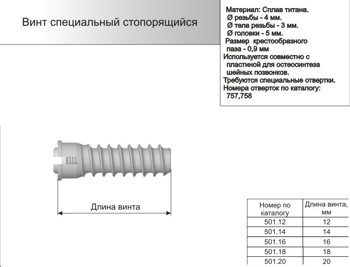 Винт специальный стопорящийся