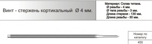 Винт-стержень кортикальный ф4мм